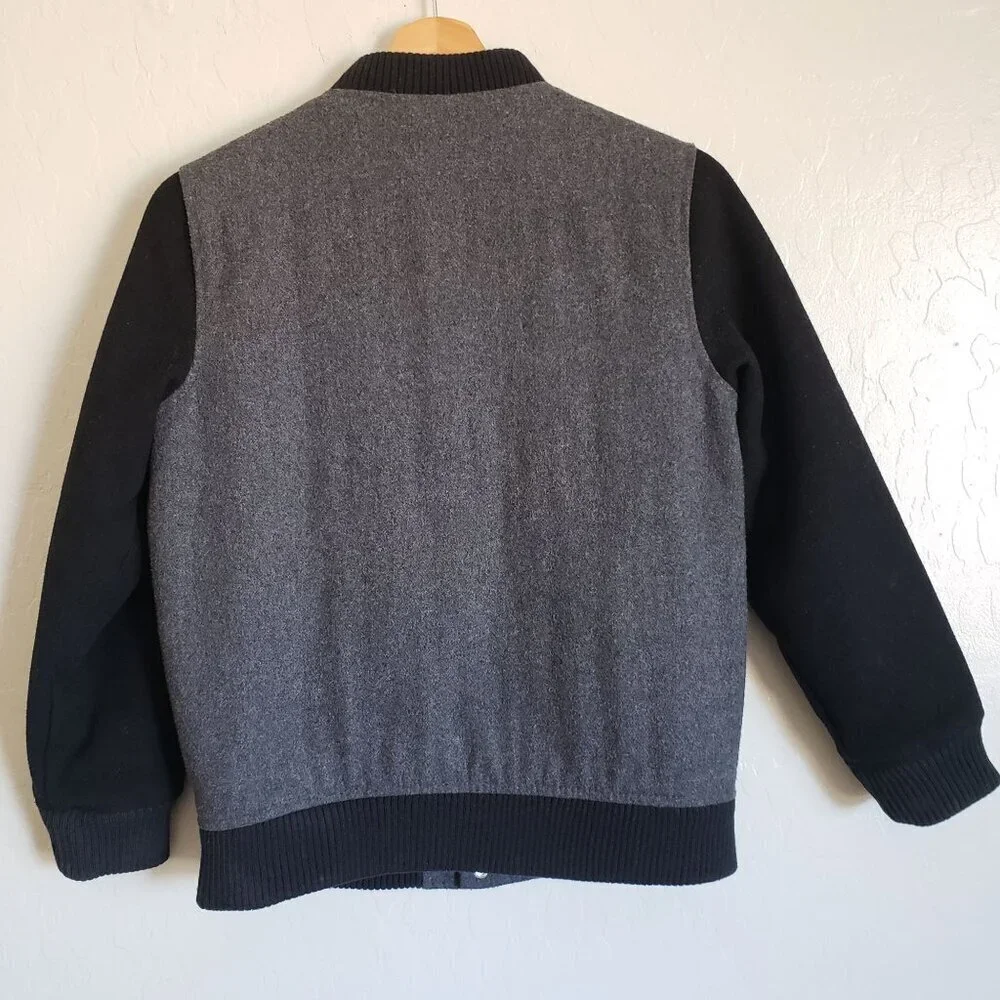 Old Navy Soft Brushed Wool Blend Colorblock Bomber Jacket Grey/Black Kid's 10-12